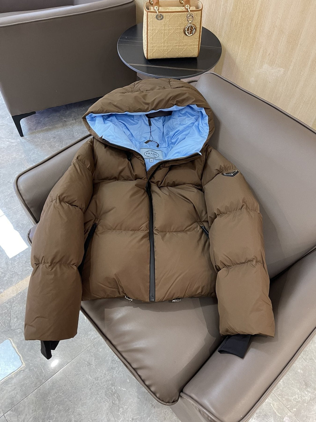Prada Hooded Short Down Jacket — front