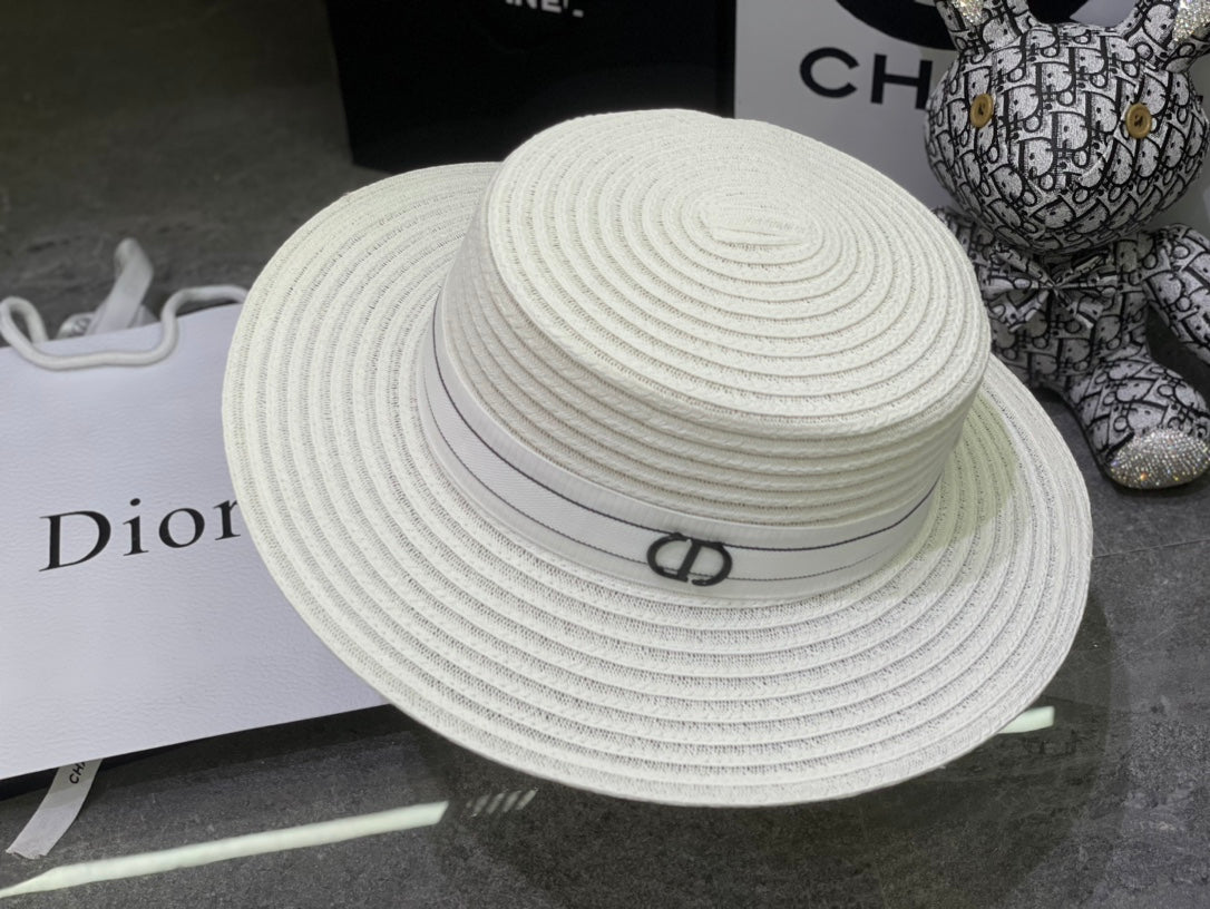 Dior Linen Flat Cap - White / Black